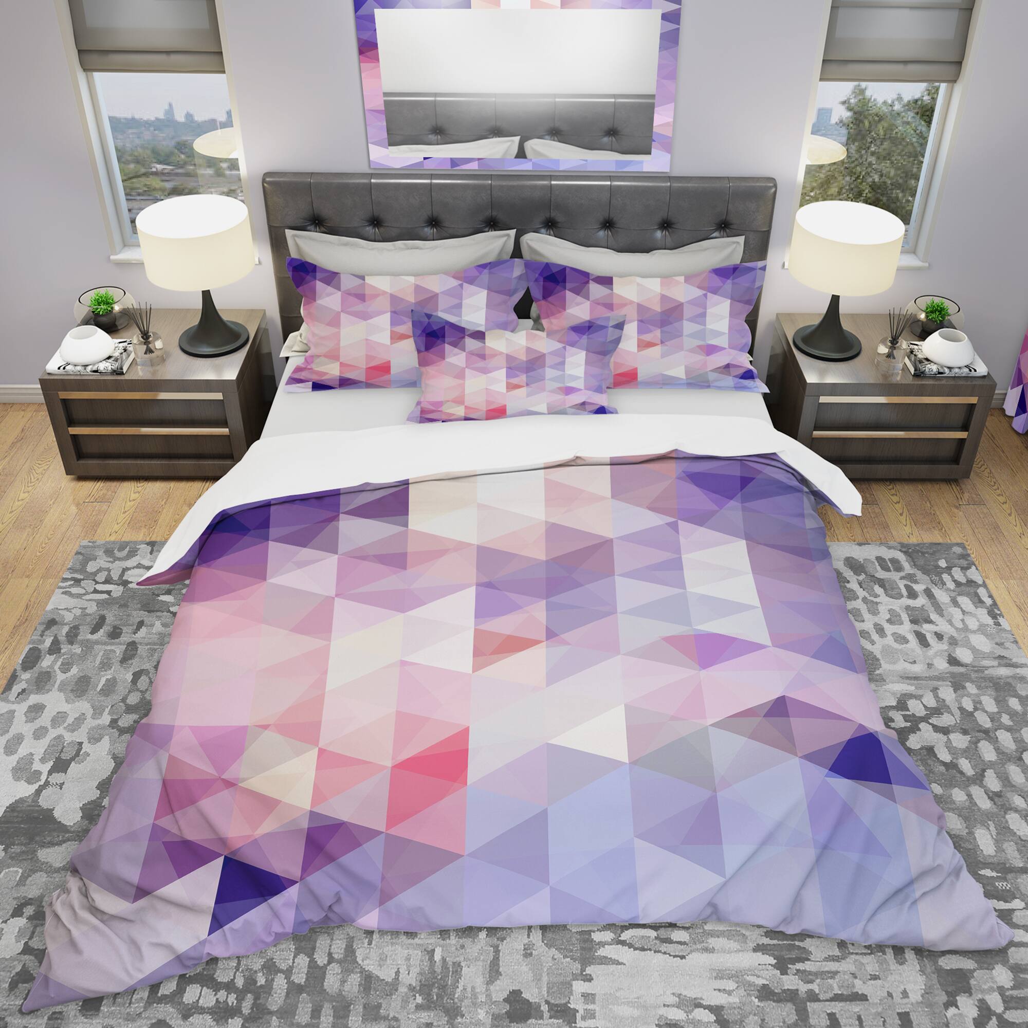 Designart 'Square Composition with Geometric Shapes' Modern & Contemporary Bedding Set